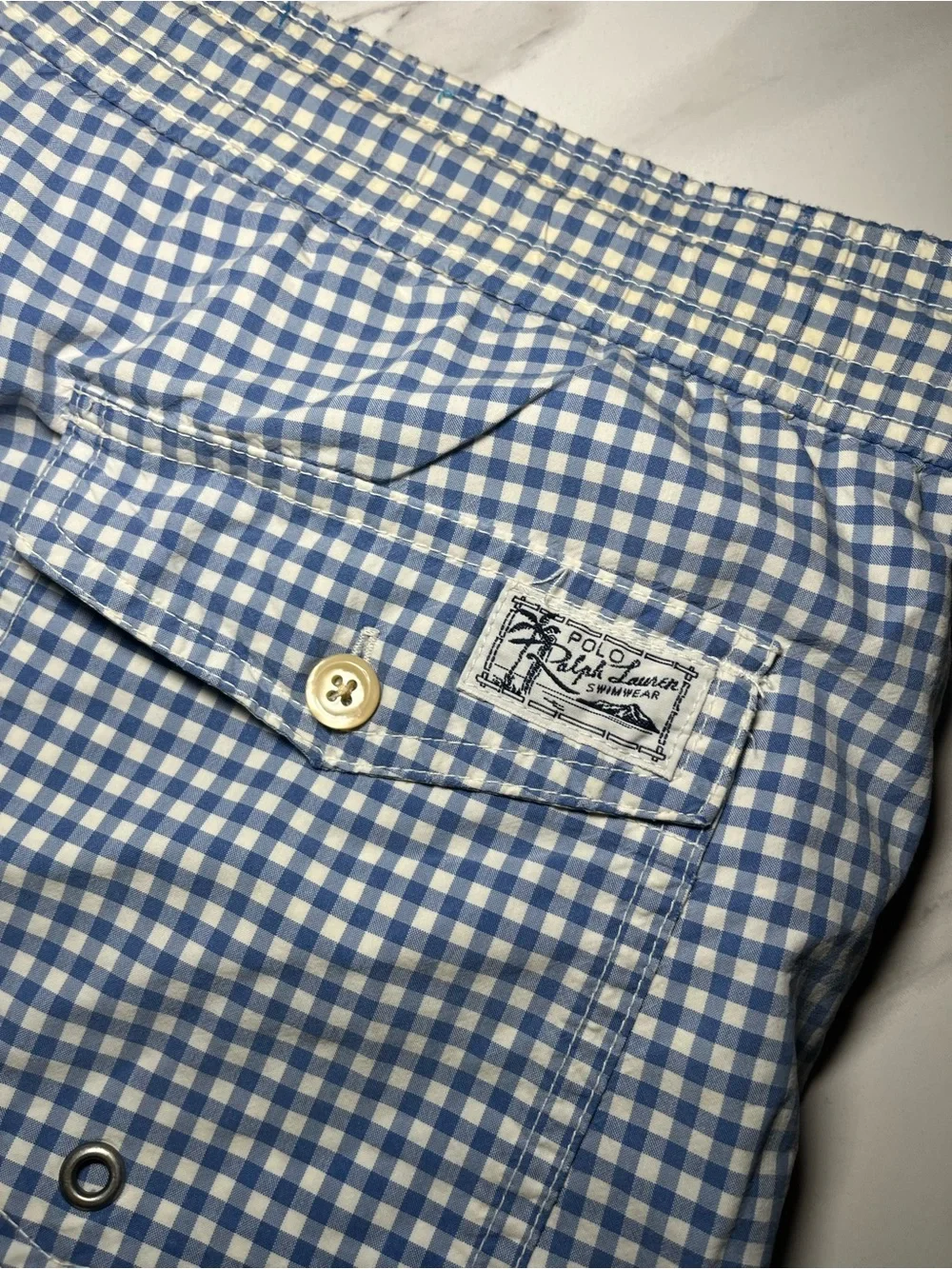 Polo by Ralph Lauren Blue Gingham Swim Shorts